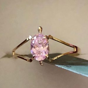 14k solid gold pink sapphire turtle ring size 5